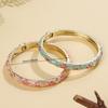 Flower Pattern Enamel Cloisonne Bracelet For Women Retro Gold Color Plated Bangles for Girls Women Jewelry Gifts