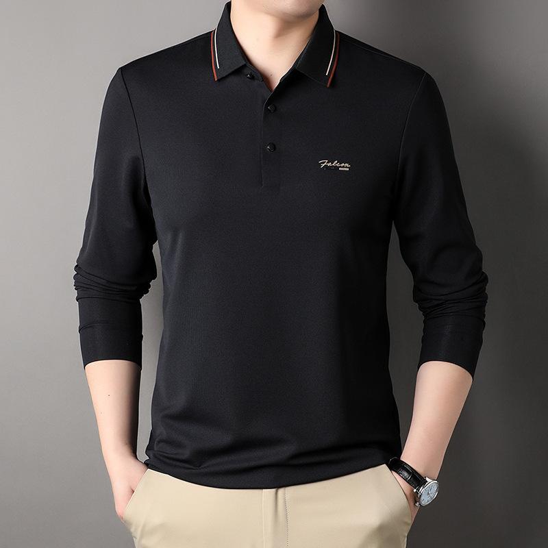 

Мужская осенняя рубашка-поло с длинными рукавами, мужская новая мужская повседневная рубашка с лацканами для папы, свободная футболка без глажки XXXL