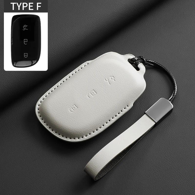 Leather Car Key Case Cover For Lynk & Co Z20 Z10 900 Pro Ultra Max Original Car Color Remote Key Bag Case Protector Keychain