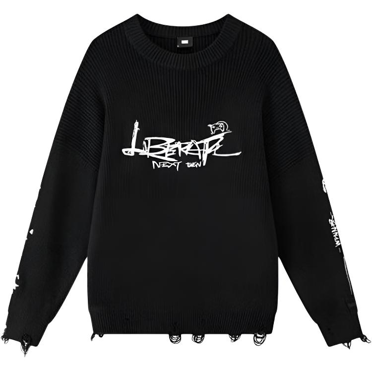 

Li Ning Letter Print Повседневный свитер-свитер унисекс черный LMBT001-1