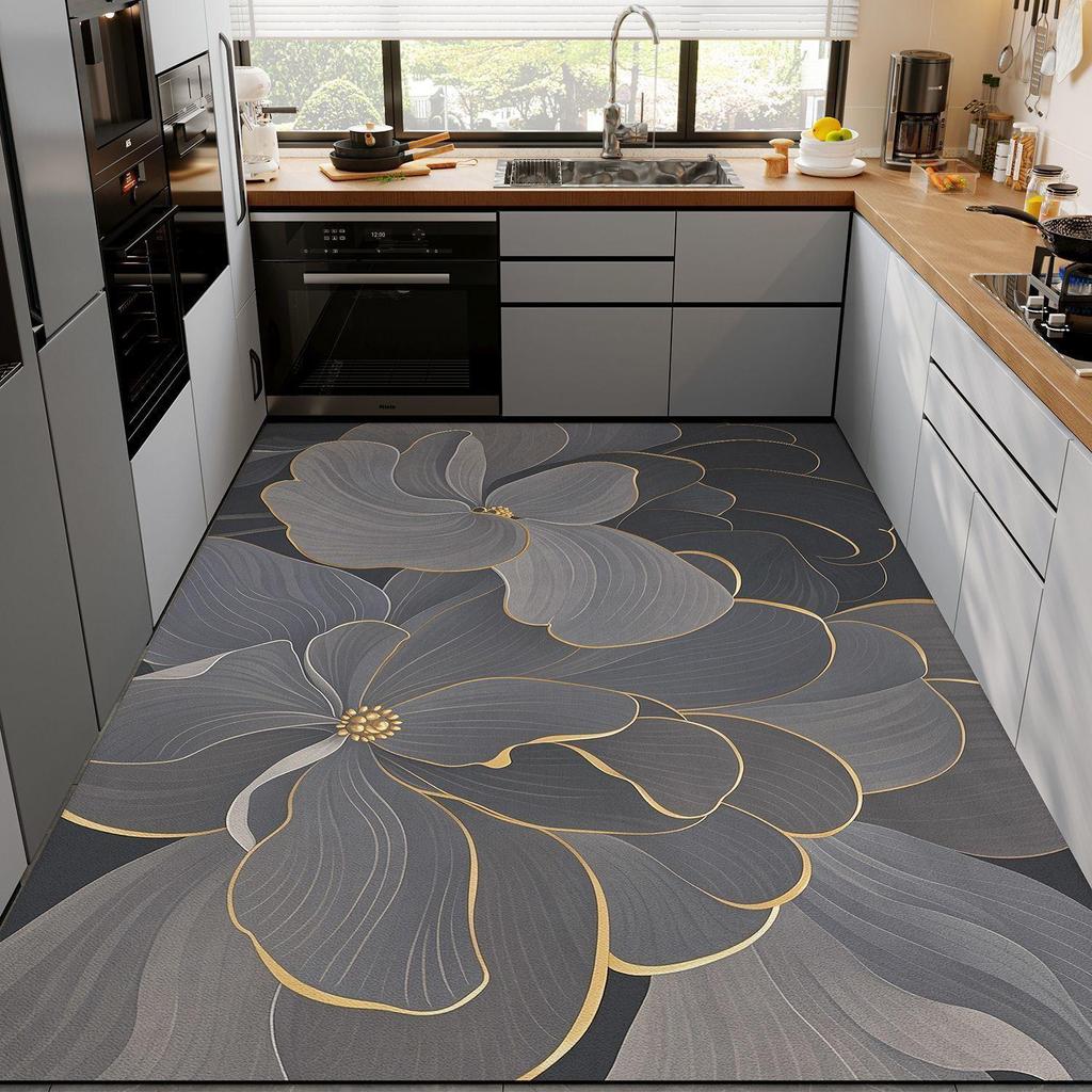 Kitchen diatomaceous earth mat non-slip oil-resistant water-absorbing wipeable, wash-free stain-resistant waterproof wall-to-wall carpet