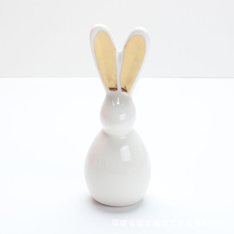 Easter Ceramic Ornament: Cute Rabbit Holding Egg, Perfect Gift for Home Decoration