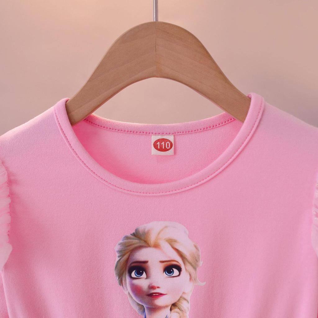Elsa Princess Spring/Autumn Dress: Girls' Mesh Skirt, One-Piece Stylish Outfit