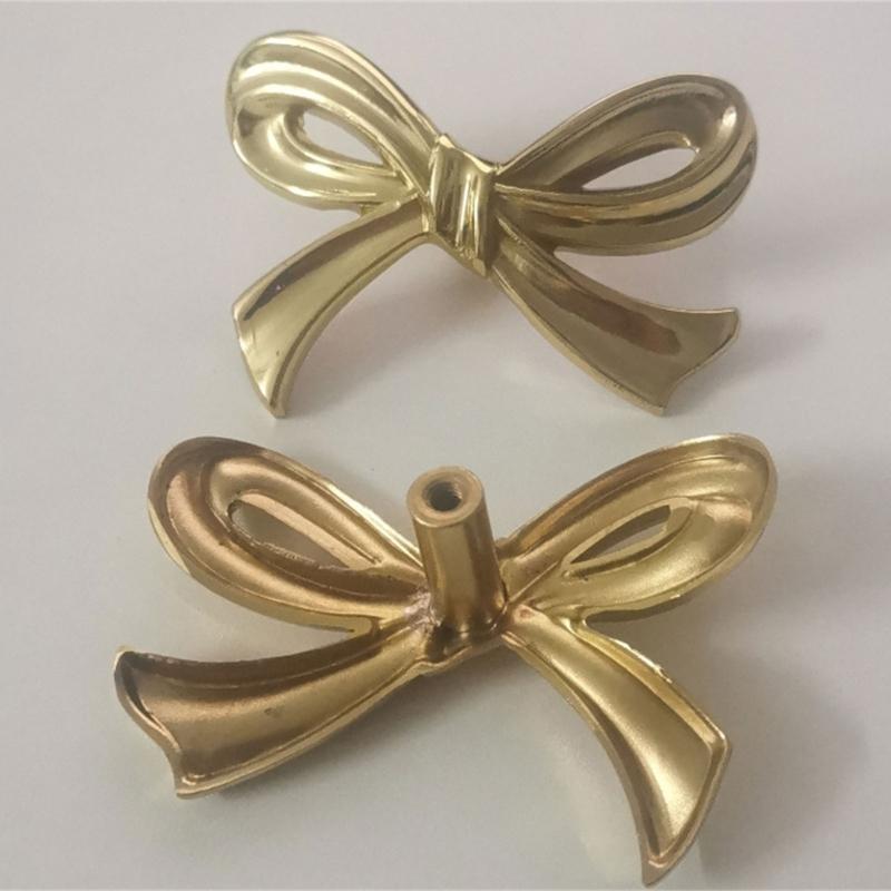 Gold Bows Dresser Handles Chic Metal Knobs Decorative Cupboard Handles Simple Installation for Cabinets In Home Decors