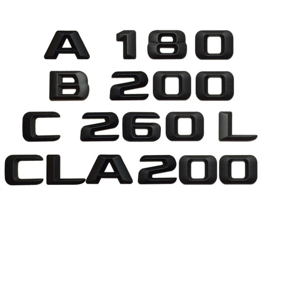 Matt Black Trunk Rear 3D Letters Number Emblems Badges for Mercedes Benz AMG A B C E G S CL SL R CLK ML GLE GLK Class MU8
