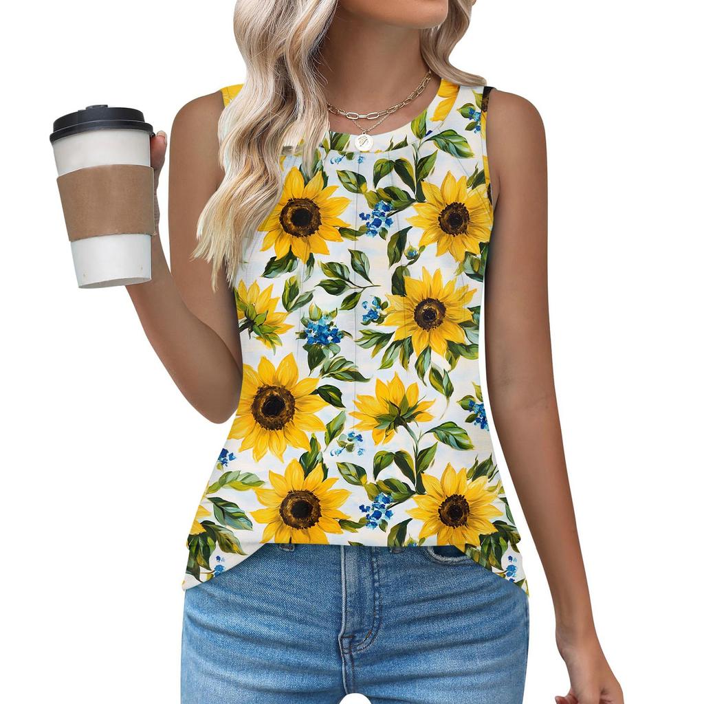 Womens Casual O Neck Loose  Sleeveless Top T-shirt  Summer Tank Tops For Women Tank Camisole Sleeveless Basic Tops