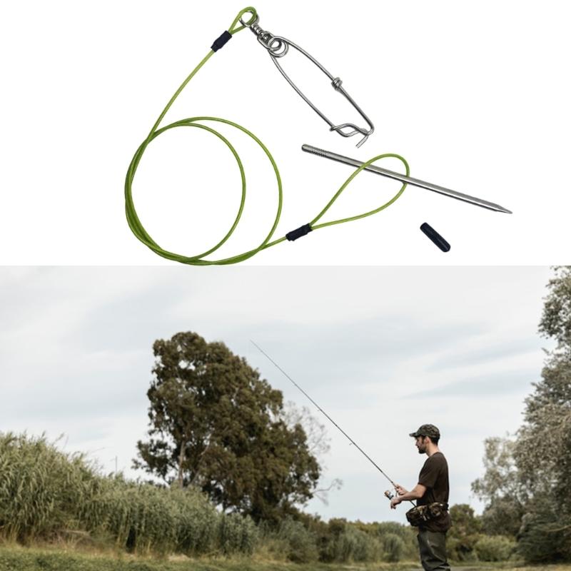 Stringer Fish Holder Kayak Fishing Big Game Fish Needle Hook for Diving Fish Stringer with Clip and Stainless Cable