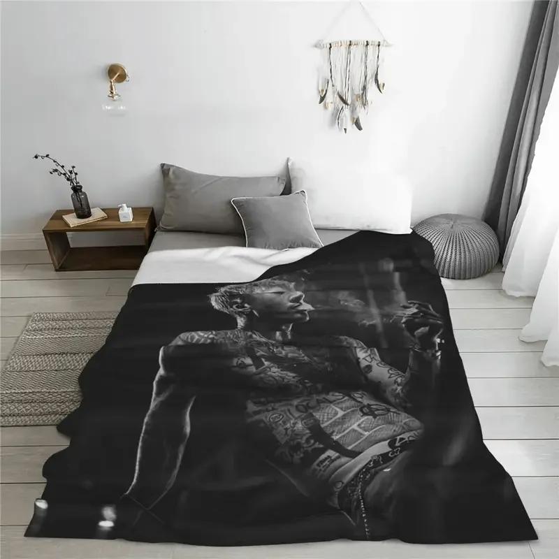 Machine Gun Kelly Mgk Rapper Blanket Flannel Spring Autumn Multi-function Thin Throw Blankets for Bedding Car Bedding Throws