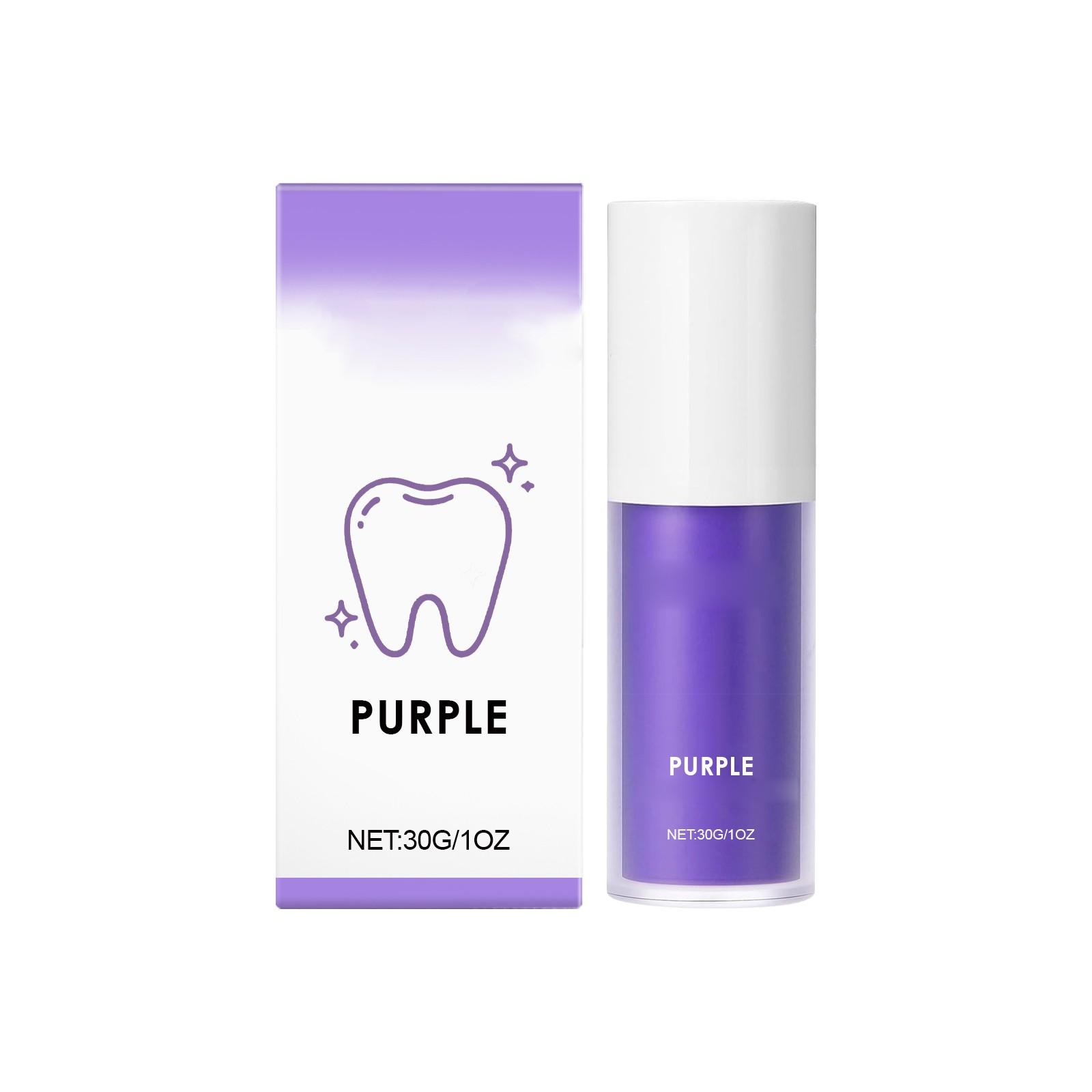 

Фиолетовая отбеливающая зубная паста безопасна для защиты десен, удаления пятен и зубного камня, освежения дыхания, предотвращения кариеса.