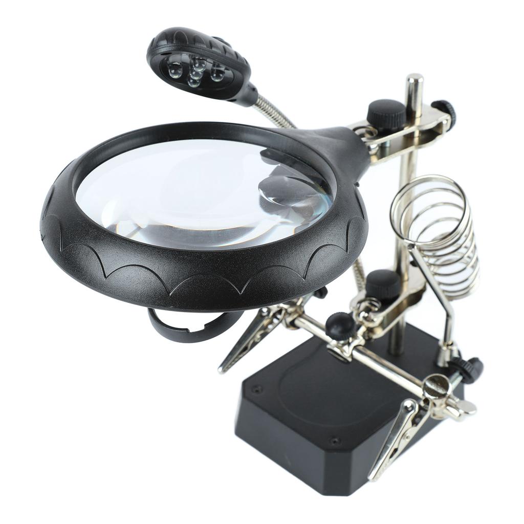 Lupe LED Lupen-Schreibtischlampe mit Hilfsklemmen zum Untersuchen und Reparieren