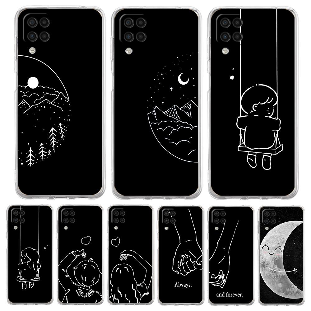 Couple Cartoon Aesth Sun Moon Phone Case For Samsung A13 A33 A35 A55 A73 A53 A23 A51 A71 A21S A31 A41 A05s A03S A15 A25 5G Cover