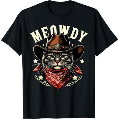 Cat Cowboy Funny Mashup Meowdy Western Country Music Cat T-Shirt(7)