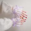 1Pair Nail Art Lace Tulle Photo Glove Fake Pleated Cuff Ribbon Bow Manicure Photography Props Nail Tips Display Lolita Sleeves
