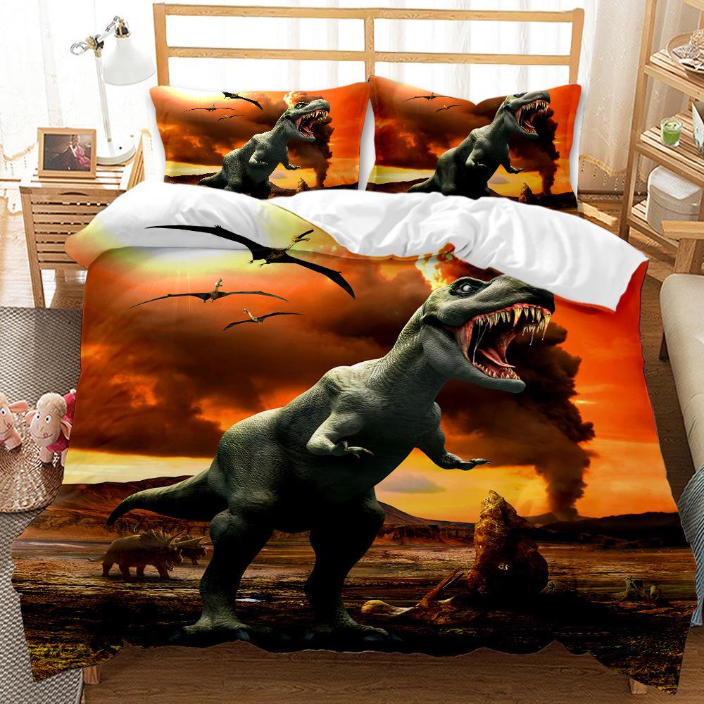 Eden Tyrannosaurus Rex Dinosaur Three-piece 3D Digital Printing Kit Bedding Quilt Sheet