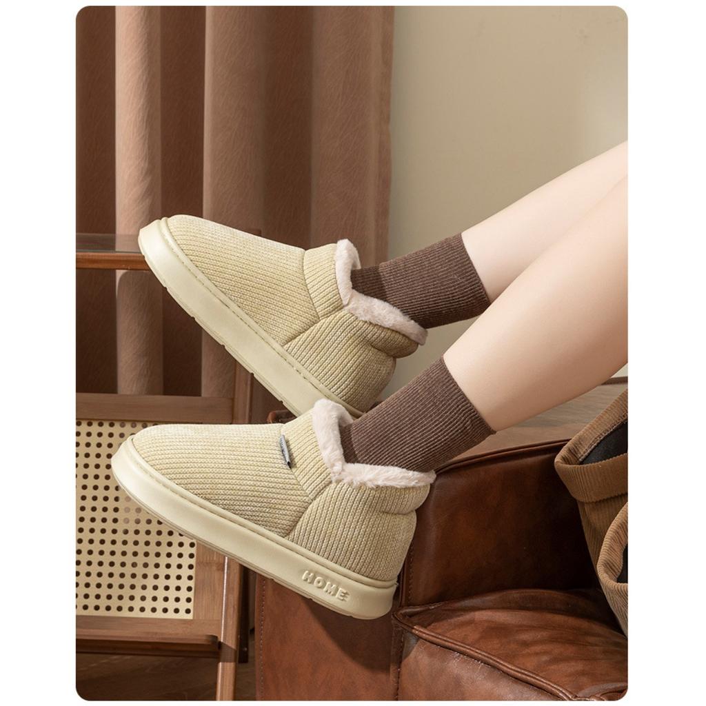 Cotton Slippers for Women, Winter Indoor Home Use, Plush Insulation for Couples, Thick Sole, Anti Slip Cotton Shoes for Men