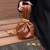 Korean Style PU Leather Clutch Bag Elegant Party Evening Bag Portable Pleated Bucket Bag  Lady