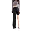 Womens Slim Wide Leg Pants High Waist Straight Trousers Casual Office Wear