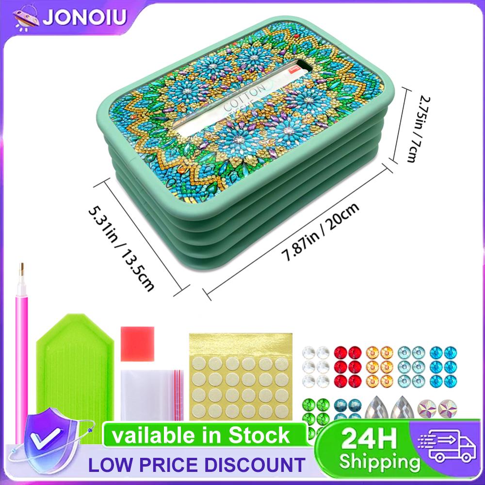 Mandala Crystal Diamond Embellished Paper Towel Box Diamond Painting Tissue Box for Bathroom Living Room Bedroom