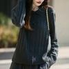 Navava Women Soft Ribbed Plain Basic Collar Long Sleeve Knit Cardigan Nk3342