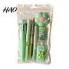 Portable Storage Stationery Case 7PCS Set, Macaron Color Gel Pens/Correction Tape/Cutter/Eraser Include, Learning Supplies Office Records with