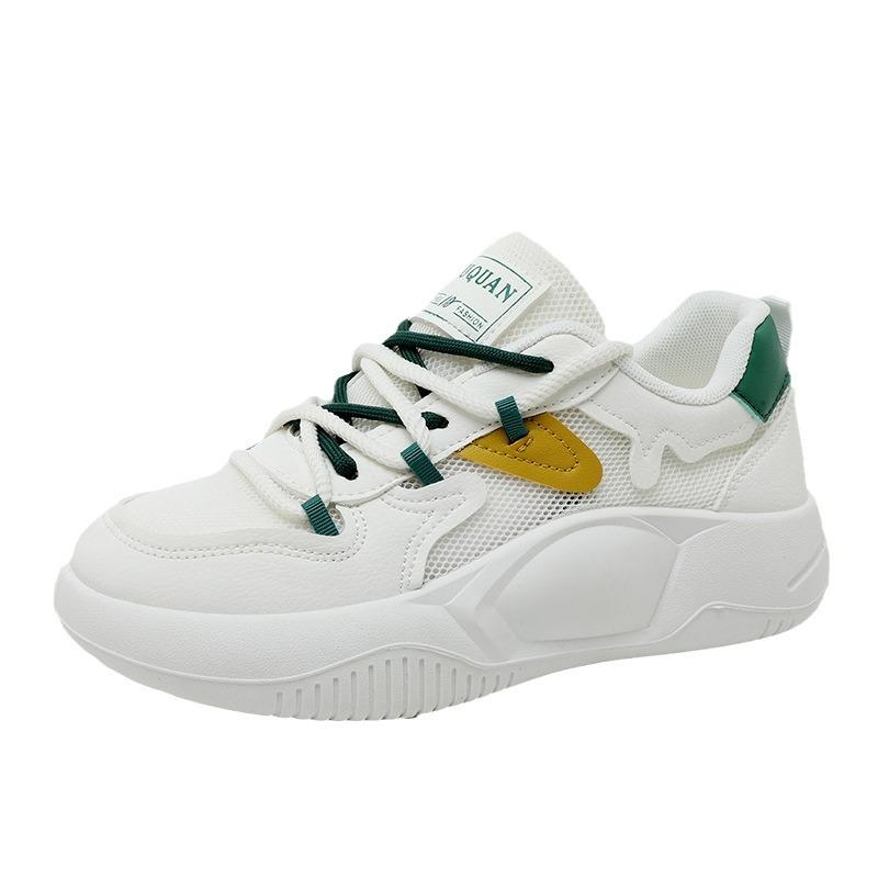 K8656 Nowe białe buty damskie letnie podnoszące dolną powierzchnię z siateczki buty do deskorolki modne studenckie drążone oddychające siateczki