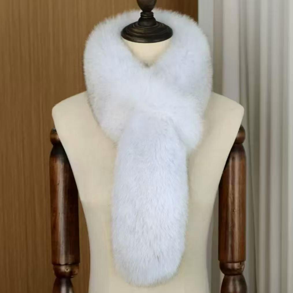 Korean Style Double-Sided Fox Fur Scarf: Women's Plush, Warm, Versatile Winter Snood