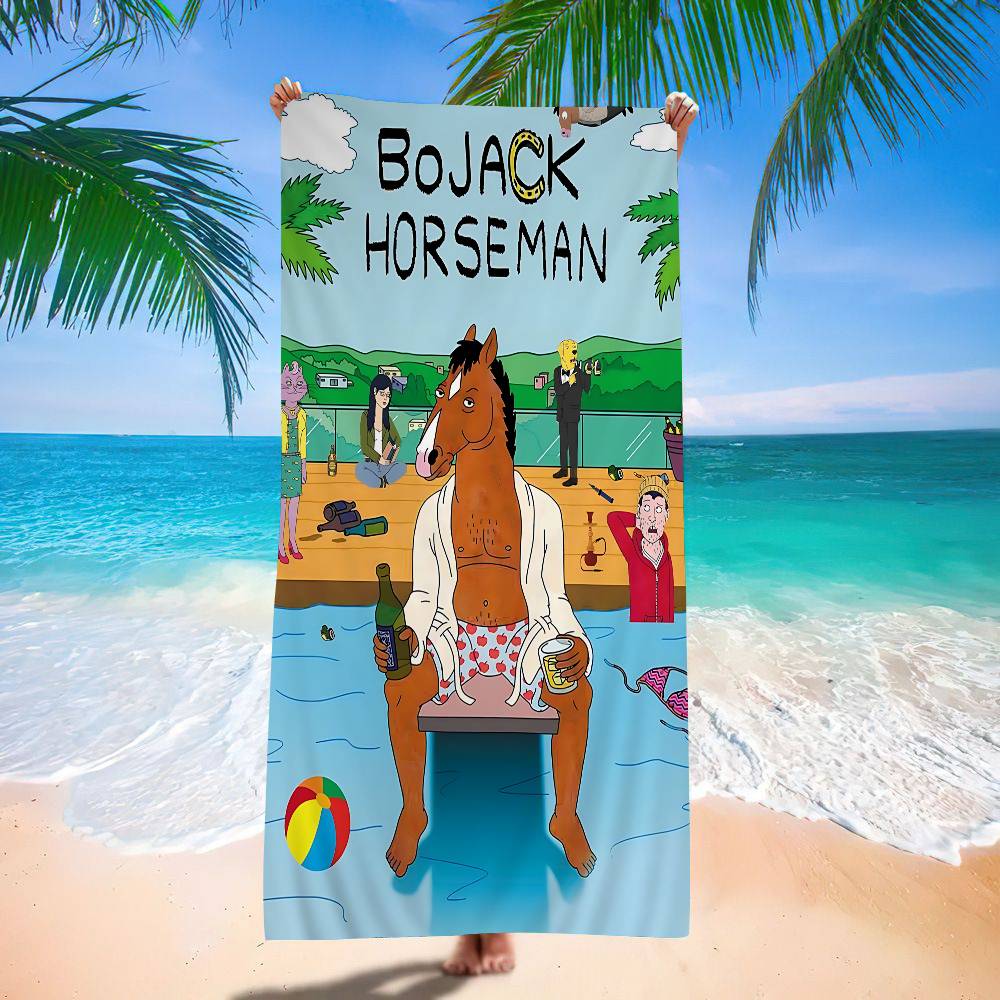 Grappige BoJack H-Horsemans Bath Towel Microfiber Soft Water Absorbing Breathable For Girl Kids Decorative Cartoon Beach Towel