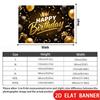 2D Flat Banner, Black and Golden Backdrop, Crowns, Balloons, Gift Boxes, Stars, Birthday Wedding Decoration