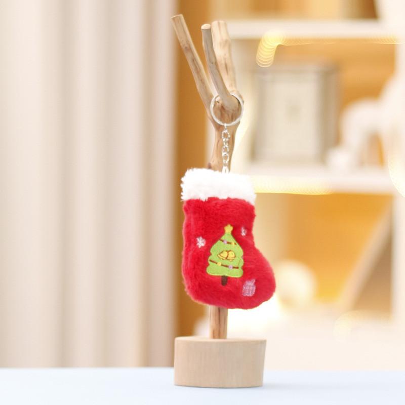 Santa Christmas Tree Hat Plush Keychain Toy Cartoon Decorations Doll Pendant