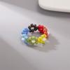 Bohemian Handmade Colorful Crystal Beaded Imitation Pearl Rings Continuous Circle Minimalist Wedding Promise Stacked Finger Ring