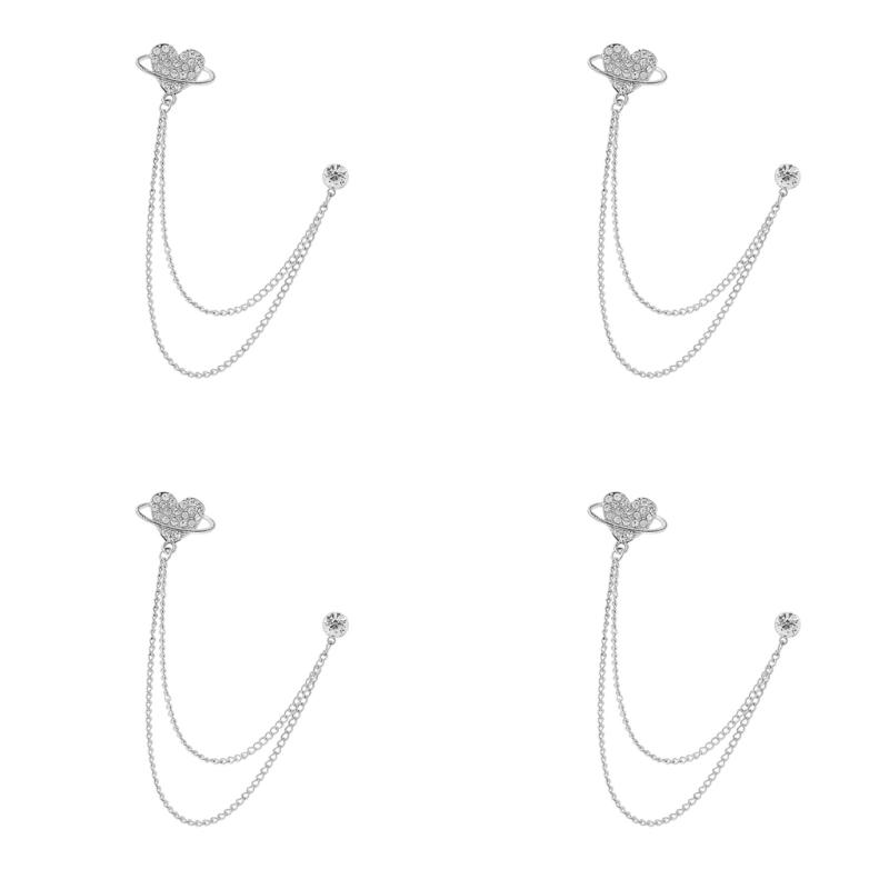 

4 Piece Women s Brooches Pin Lightweight Alloy Cufflinks For Professional Wear Secure Clasp Design Comfortable серебряный