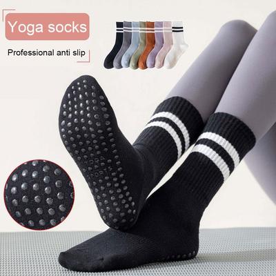 Calzini sportivi in 8 colori, in cotone, con fondo a tubo, professionali, antiscivolo, in silicone, per fitness indoor, palestra, danza, pilates, yoga