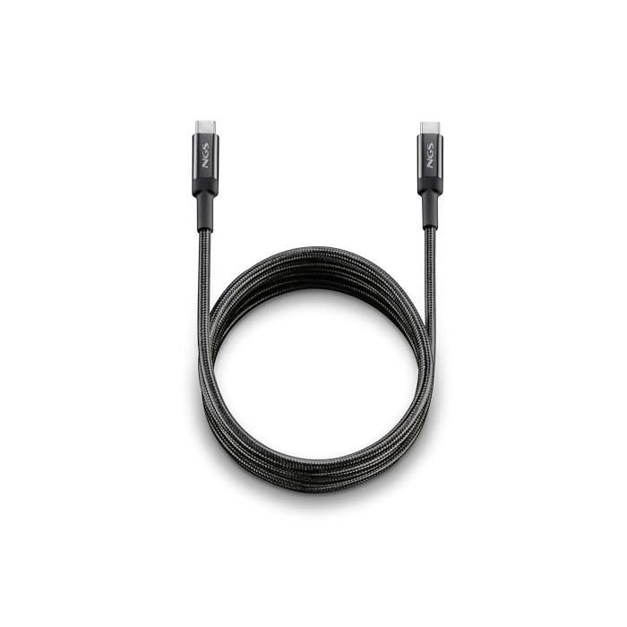 NGS KNOT 65W-2 : kabel USB C do Type-C o długości 2 m do szybkiego ładowania urządzeń do 65 W. Wysoka kompatybilność. Czarny.