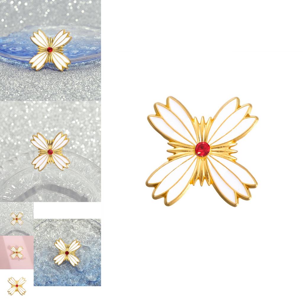 Exquisite Cartoon Character Metal Badge Brooch With Beautiful Floral Design For Anime Fans