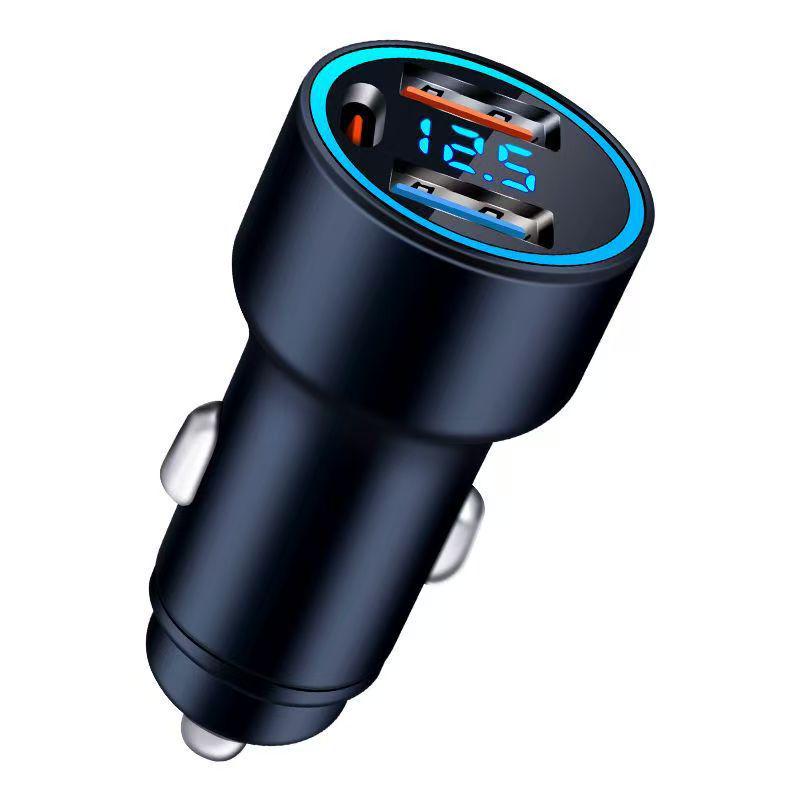 160W Multi-Port Car Charger with PD & Flash Charge, Digital Display, Metal Body - Compatible with Apple & Huawei
