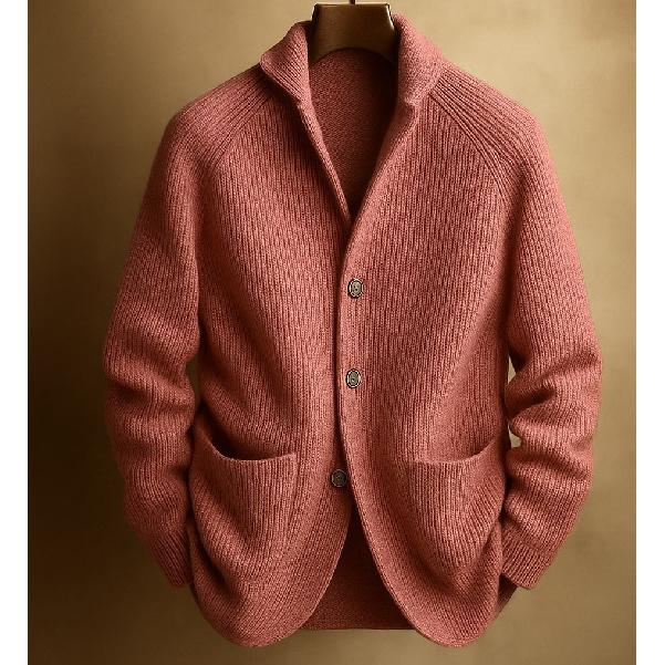Men's Autumn Gentleman Knit Cardigan, 3-Button Shawl Collar Knitted Sweater Coat