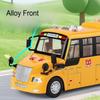 1:24 Alloy School Bus Diecast Model Toys Miniature Car Doors Opened Sound Light Pull Back Vehices Puzzle Early Education Toy Car