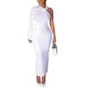 Women's Tight Crew Neck Dress Solid Color Single Sleeve Kinky Skirt Street Hipster Pullover Irregular Dress