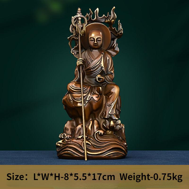 Reines Kupfer Erde Schatz König Dekoration Antike Jiuhua Berg Erde Schatz Bodhisattva Statue Hause Wohnzimmer Ornamente