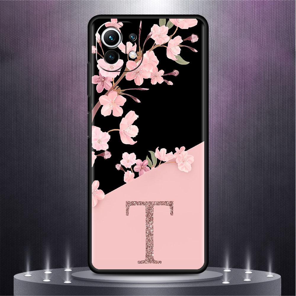 Case For Xiaomi Mi Poco X3 X4 NFC M3 Mi 11 11T 10 T 9T 12 9 10T Lite Silicone Back Phone Cover Custom Cherry Blossom Initial M