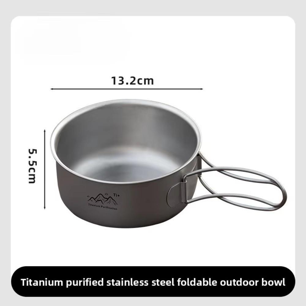 Foldable Handle Instant Noodle Bowl Titanium Cooking Bowl Portable Camping Pot  Cooking Utensils