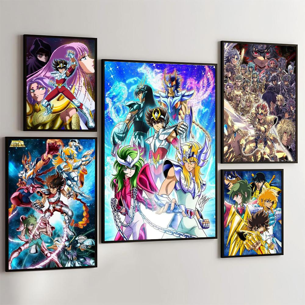 1 Pezzo Poster Saint Seiya Film Poster Adesivi Carta Kraft Retrò Adesivo Fai da Te Stanza Bar Caffè Estetica Arte Pittura Murale