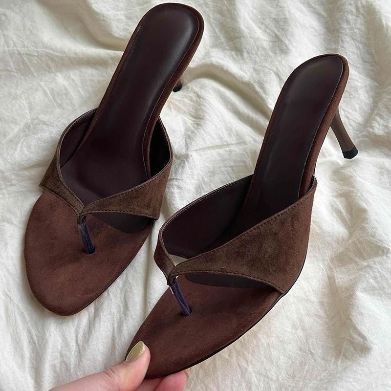Fashion 2025 New Summer Women Clip Toe High Heel Slippers Fashion Dress Slide Ladies Outdoor Evening Party Sandalias