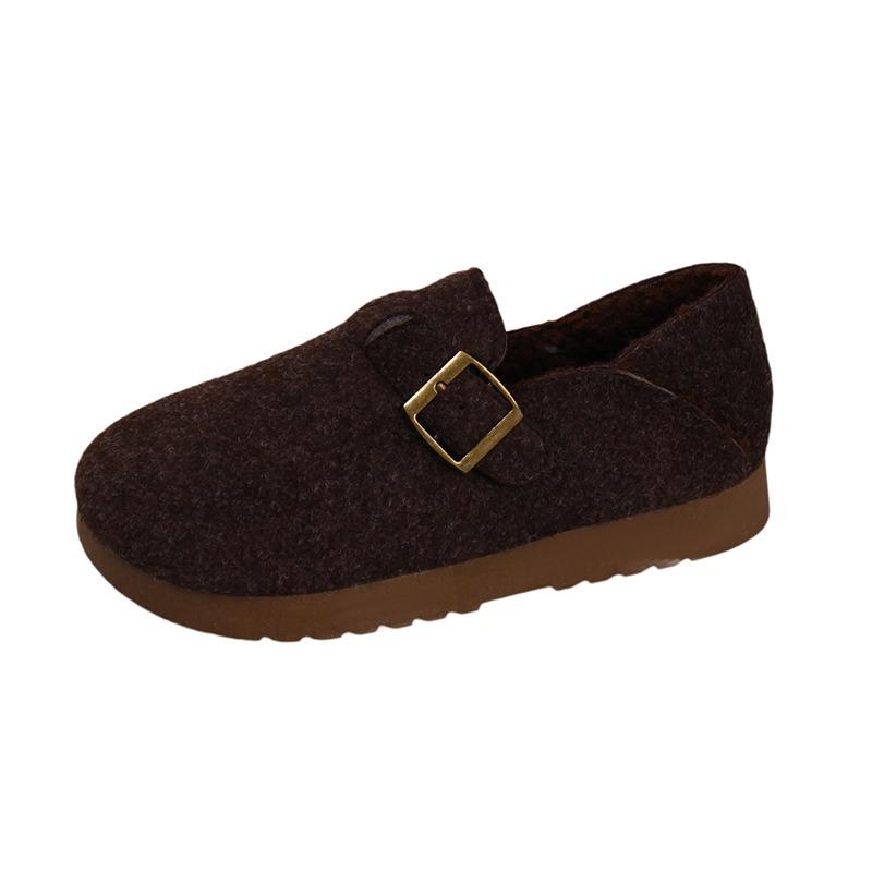 Women S Winter Faux Fur Lined Flat Casual Slip On Shoes