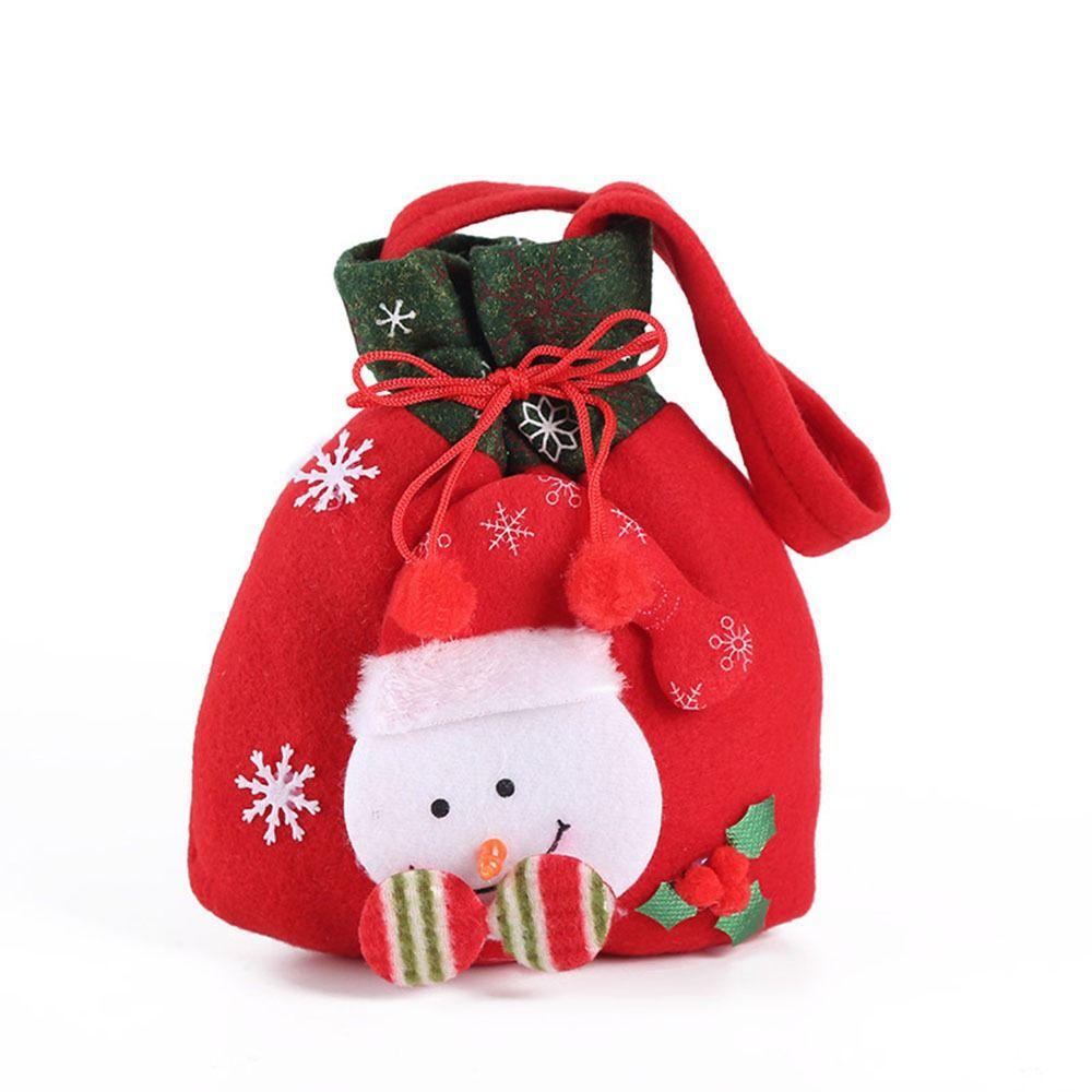 For Kids Santa Claus Stockings Xmas Drawstring Bags Candy Bags Christmas Gift Bag Wrapping Pouch