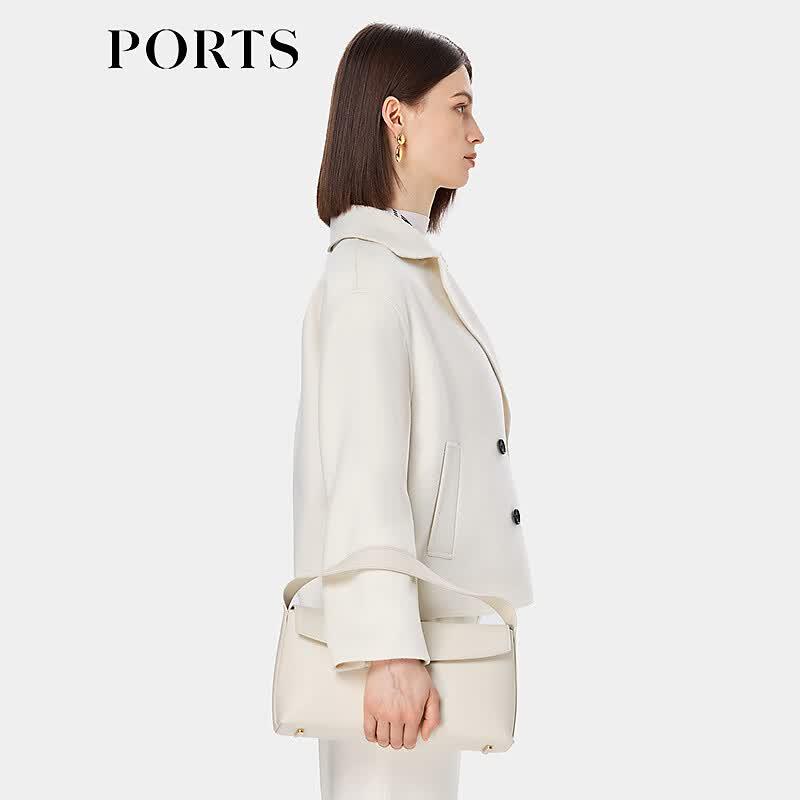 Ports Women's Creamy White Double-Faced Wool Short Coat
