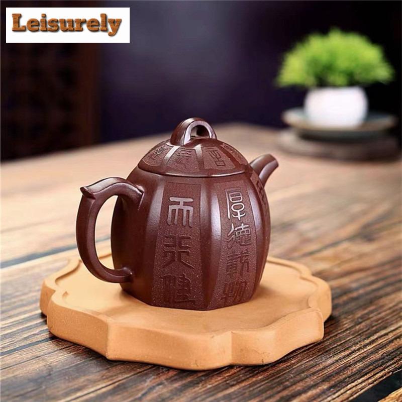 260ml Yixing Lila Ton Teekannen Handgefertigt Achteckige Qin Quan Kanne Rohe Erz Lila Schlamm Tee Aufgusskessel Zisha Teeset Teezubehör
