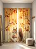 2PCS Digital Print Sheer Curtain, Autumn Forest Squirrel, Fall Woodland Animal - Voile Drapes for Bedroom Living Room Decor