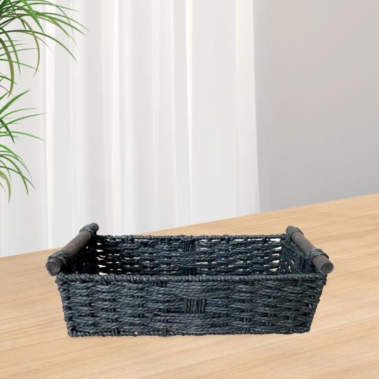 Yousheng Rectangular Storage Basket with Handle Large Capacity Multipurpose Handmade Decorative Braided Basket Decoration