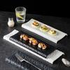 Pure White Ceramic Strip Plate Creative Dessert Sushi Plate Service Plate Restaurant Molecular Gastronomy Special Tableware